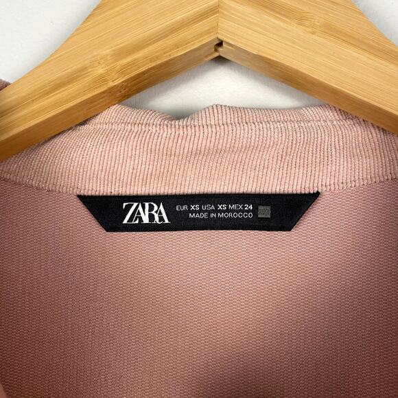 ZARA Corduroy Tiered Long Sleeve Mini Dress in Pink XS - Picture 5 of 7